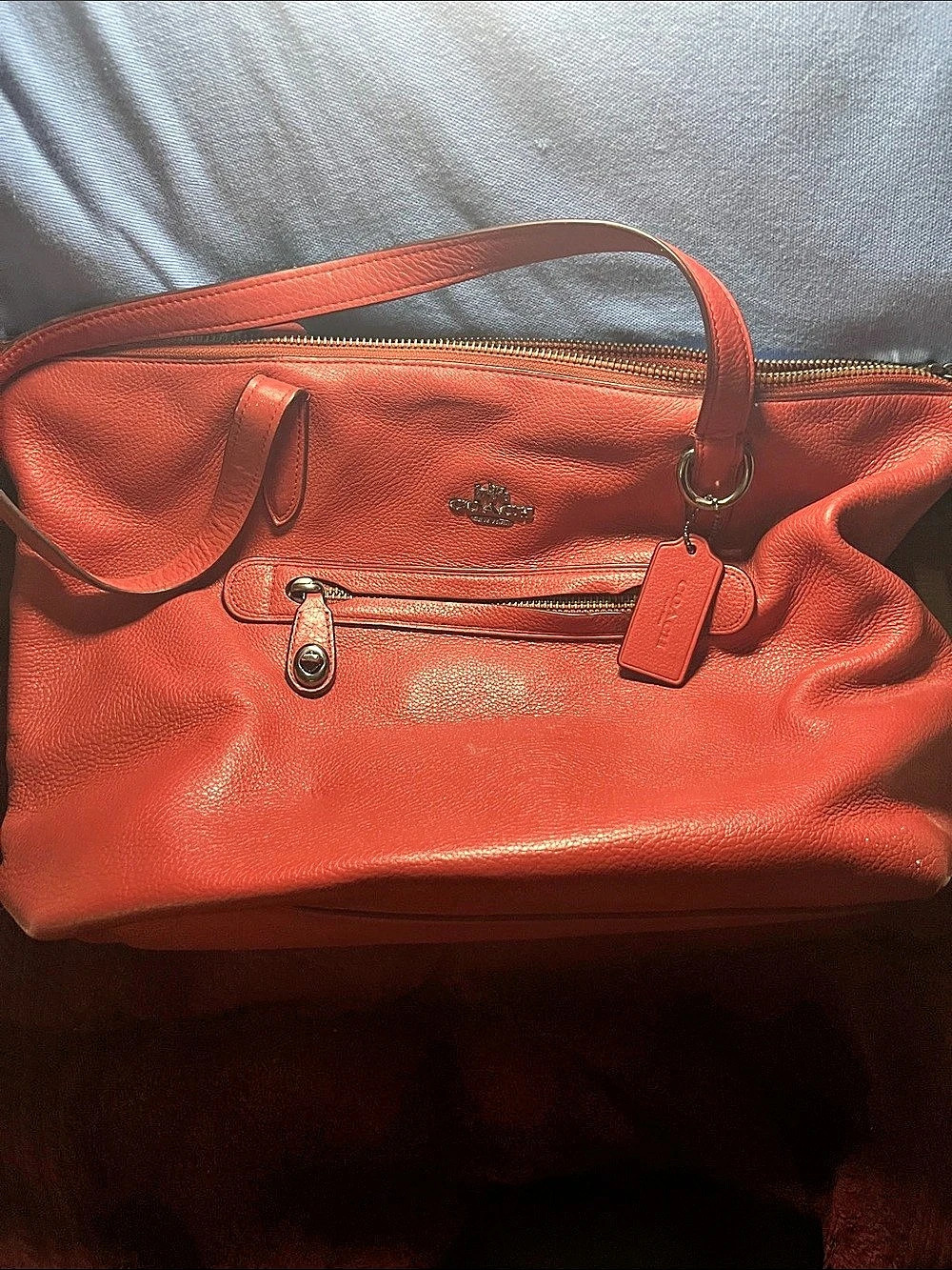 Coach Leather Tote in Red
